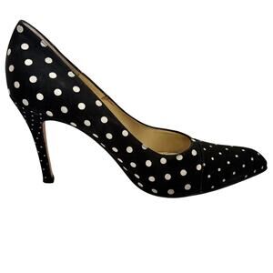 Claudio Merazzi Italy Black Polka Dot Pumps Heels Retro Pinup Whimsygoth Vamp